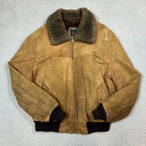 Cooper Jacket Men's 48 Brown Tan Leather Bomber Fur Collar Made in USA
